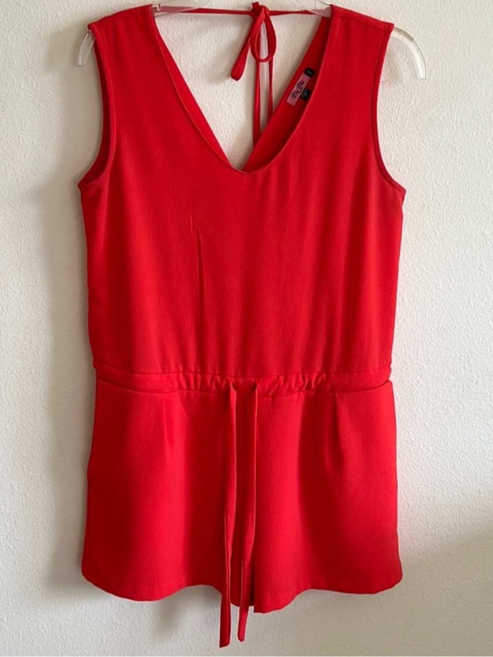 Chi Chi London Vibrant Red Sleeveless V-Neck Romper